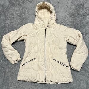 Columbia Coat Womens Medium Puffer Jacket Thermal Coil Coat Quilted Off White